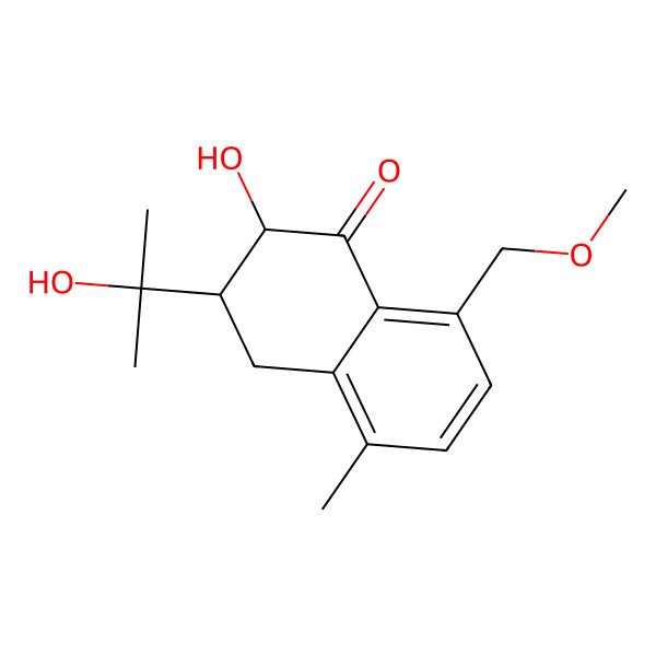 2D Structure of 2-hydroxy-3-(2-hydroxypropan-2-yl)-8-(methoxymethyl)-5-methyl-3,4-dihydro-2H-naphthalen-1-one 2D Structure of 2-hydroxy-3-(2-hydroxypropan-2-yl)-8-(methoxymethyl)-5-methyl-3,4-dihydro-2H-naphthalen-1-one