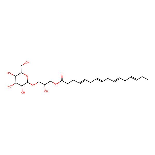2D Structure of [2-Hydroxy-3-[3,4,5-trihydroxy-6-(hydroxymethyl)oxan-2-yl]oxypropyl] hexadeca-4,7,10,13-tetraenoate