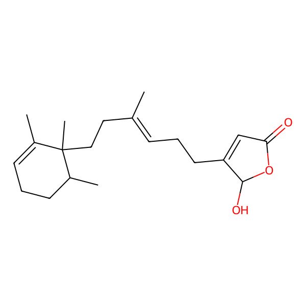 2D Structure of 2-hydroxy-3-[4-methyl-6-(1,2,6-trimethylcyclohex-2-en-1-yl)hex-3-enyl]-2H-furan-5-one