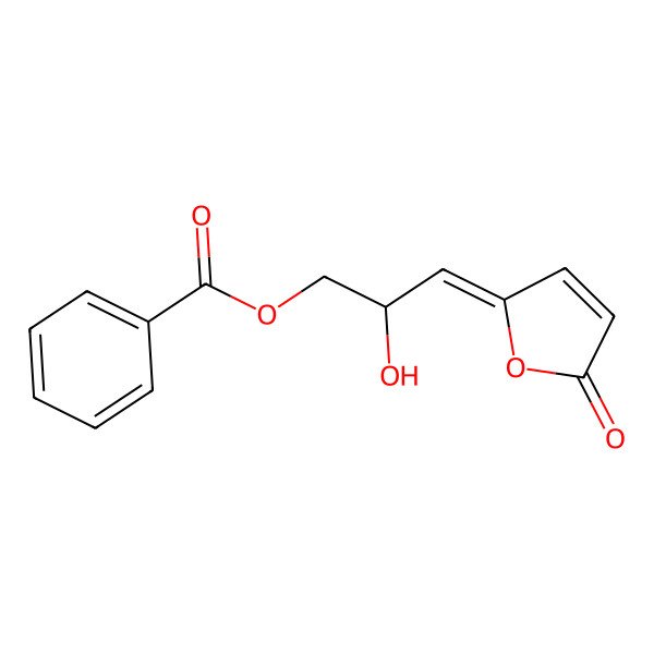 2D Structure of [2-Hydroxy-3-(5-oxofuran-2-ylidene)propyl] benzoate