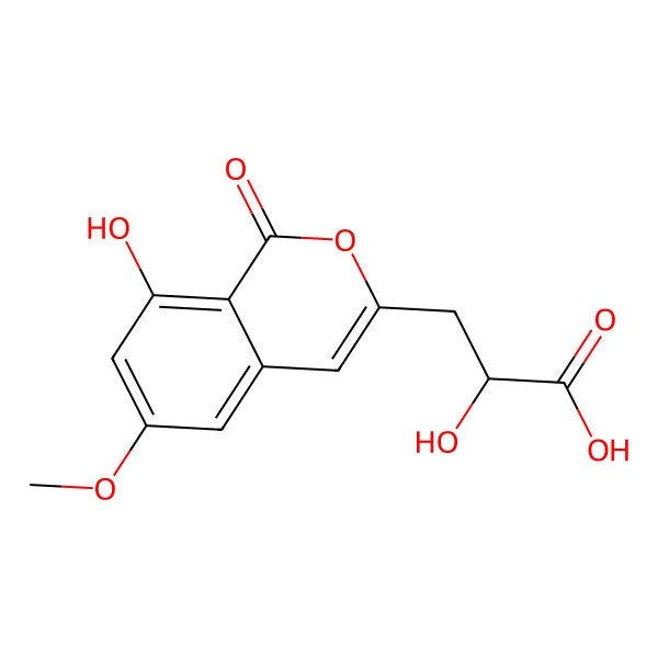 2D Structure of 2-Hydroxy-3-(8-hydroxy-6-methoxy-1-oxoisochromen-3-yl)propanoic acid