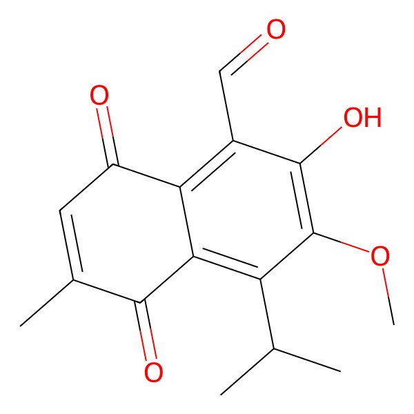 2D Structure of 2-Hydroxy-3-methoxy-6-methyl-5,8-dioxo-4-propan-2-ylnaphthalene-1-carbaldehyde