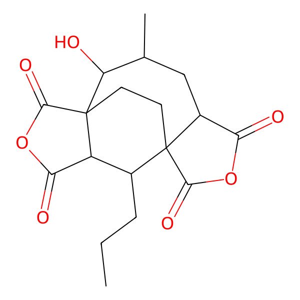 2D Structure of 2-Hydroxy-3-methyl-10-propyl-7,13-dioxatetracyclo[7.5.2.01,11.05,9]hexadecane-6,8,12,14-tetrone