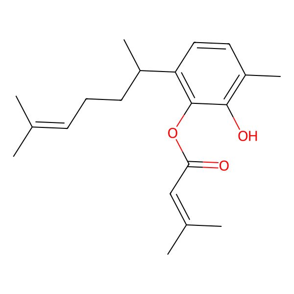 2D Structure of [2-hydroxy-3-methyl-6-[(2S)-6-methylhept-5-en-2-yl]phenyl] 3-methylbut-2-enoate