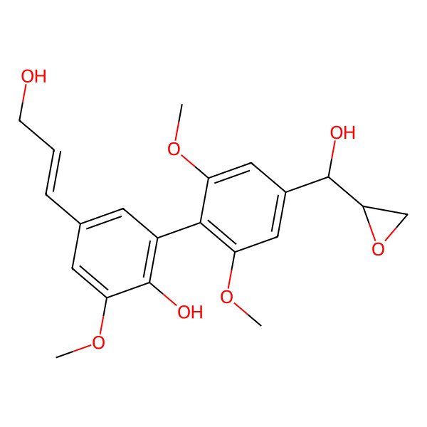 2D Structure of 2-Hydroxy-3,2',6'-trimethoxy-4'-(2,3-epoxy-1-hydroxypropyl)-5-(3-hydroxy-1-propenyl) biphenyl