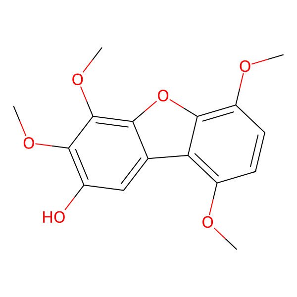 2D Structure of 2-Hydroxy-3,4,6,9-tetramethoxydibenzofuran