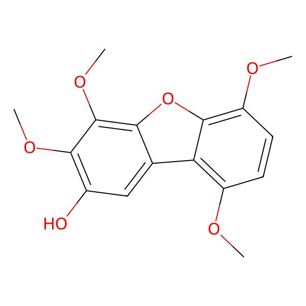 2D Structure of 2-Hydroxy-3,4,6,9-tetramethoxydibenzofuran 2D Structure of 2-Hydroxy-3,4,6,9-tetramethoxydibenzofuran