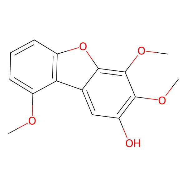 2D Structure of 2-Hydroxy-3,4,9-trimethoxydibenzofuran