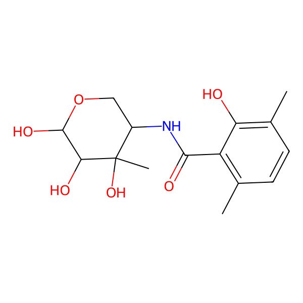 2D Structure of 2-hydroxy-3,6-dimethyl-N-(4,5,6-trihydroxy-4-methyloxan-3-yl)benzamide