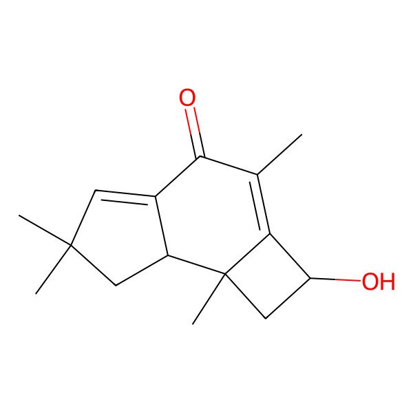 2D Structure of 2-Hydroxy-3,6,6,7b-tetramethyl-1,2,7,7a-tetrahydrocyclobuta[e]inden-4-one