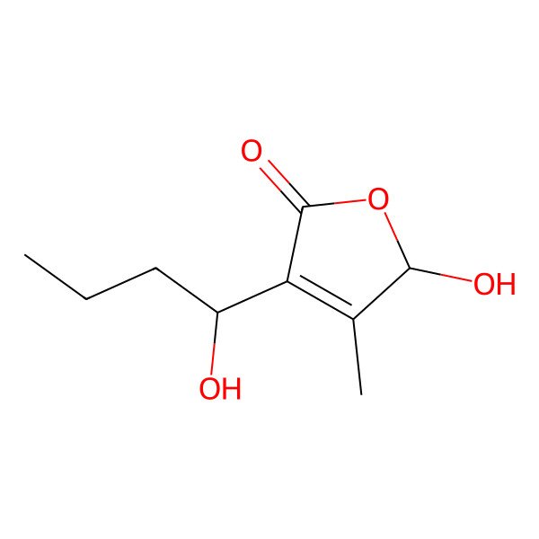 2D Structure of 2-hydroxy-4-(1-hydroxybutyl)-3-methyl-2H-furan-5-one