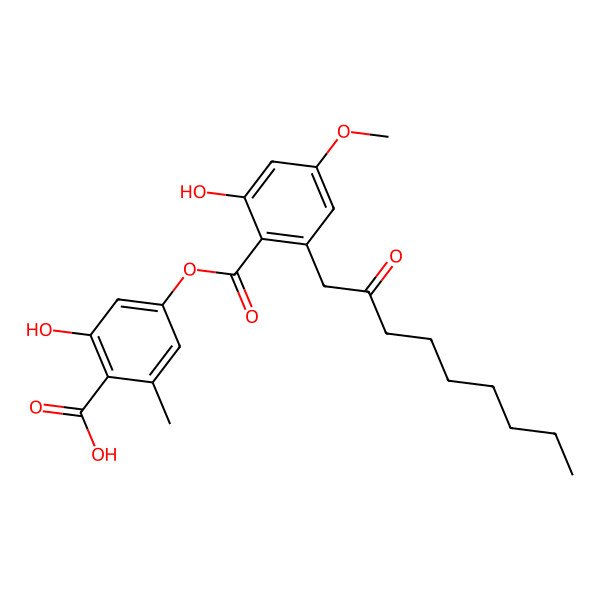 2D Structure of 2-Hydroxy-4-[2-hydroxy-4-methoxy-6-(2-oxononyl)benzoyl]oxy-6-methylbenzoic acid