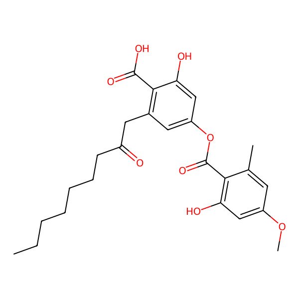 2D Structure of 2-Hydroxy-4-(2-hydroxy-4-methoxy-6-methylbenzoyl)oxy-6-(2-oxononyl)benzoic acid