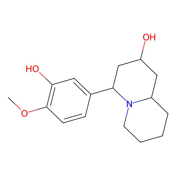 2D Structure of 2-Hydroxy-4-(3-hydroxy-4-methoxyphenyl)quinolizidine