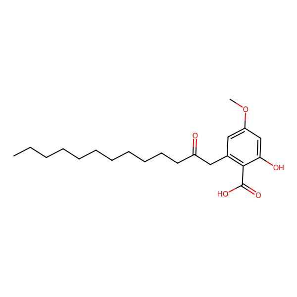 2D Structure of 2-hydroxy-4-methoxy-6-(2-oxotridecyl)benzoic Acid