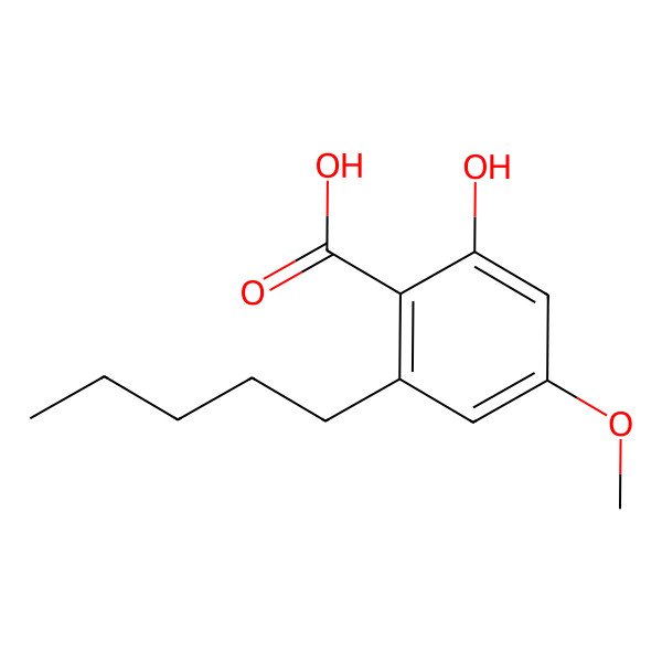 2D Structure of 2-Hydroxy-4-methoxy-6-pentylbenzoic acid