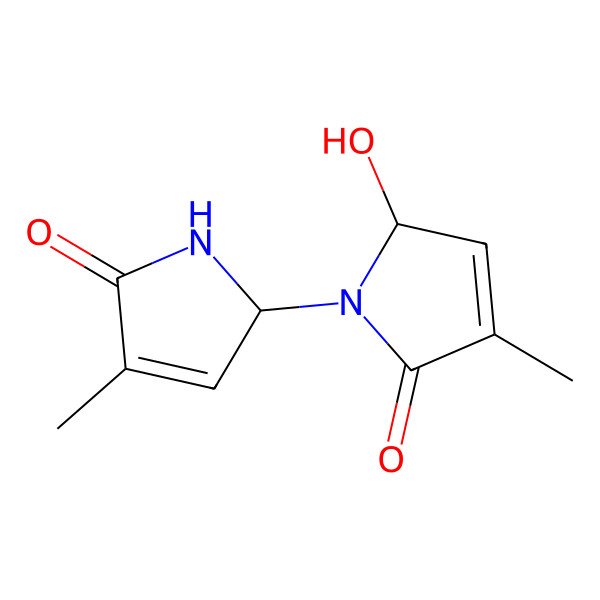 2D Structure of 2-hydroxy-4-methyl-1-(4-methyl-5-oxo-1,2-dihydropyrrol-2-yl)-2H-pyrrol-5-one 2D Structure of 2-hydroxy-4-methyl-1-(4-methyl-5-oxo-1,2-dihydropyrrol-2-yl)-2H-pyrrol-5-one