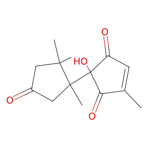 2D Structure of 2-Hydroxy-4-methyl-2-(1,2,2-trimethyl-4-oxocyclopentyl)cyclopent-4-ene-1,3-dione