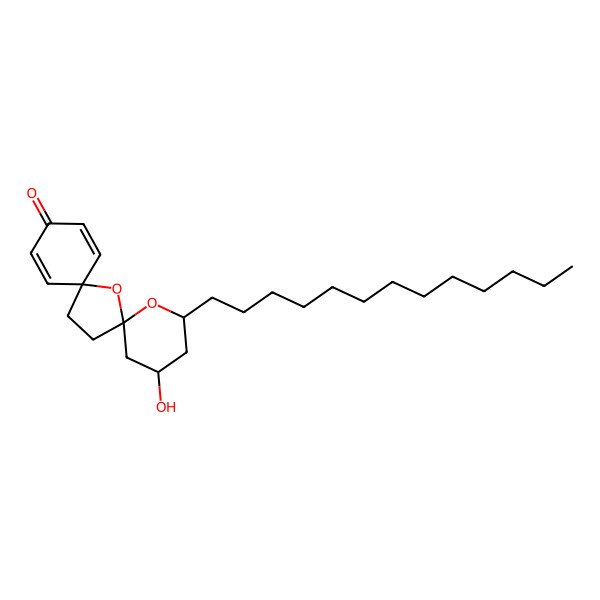 2D Structure of 2-Hydroxy-4-tridecyl-5,7-dioxadispiro[5.1.58.26]pentadeca-9,12-dien-11-one