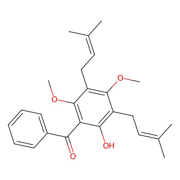 2D Structure of [2-Hydroxy-4,6-dimethoxy-3,5-bis(3-methylbut-2-enyl)phenyl]-phenylmethanone