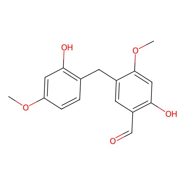 2D Structure of 2-Hydroxy-5-(2-hydroxy-4-methoxybenzyl)-4-methoxybenzaldehyde