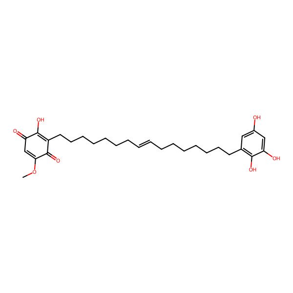 2D Structure of 2-Hydroxy-5-methoxy-3-[16-(2,3,5-trihydroxyphenyl)hexadec-8-enyl]cyclohexa-2,5-diene-1,4-dione