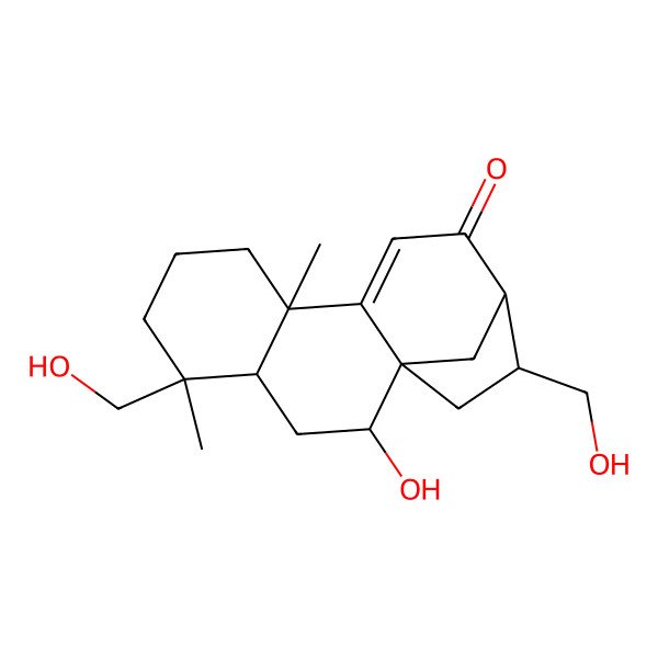2D Structure of 2-Hydroxy-5,14-bis(hydroxymethyl)-5,9-dimethyltetracyclo[11.2.1.01,10.04,9]hexadec-10-en-12-one