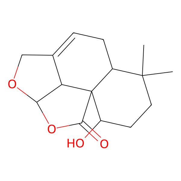 2D Structure of 2-Hydroxy-5,5-dimethyl-11,13-dioxatetracyclo[7.5.1.01,6.012,15]pentadec-8-en-14-one