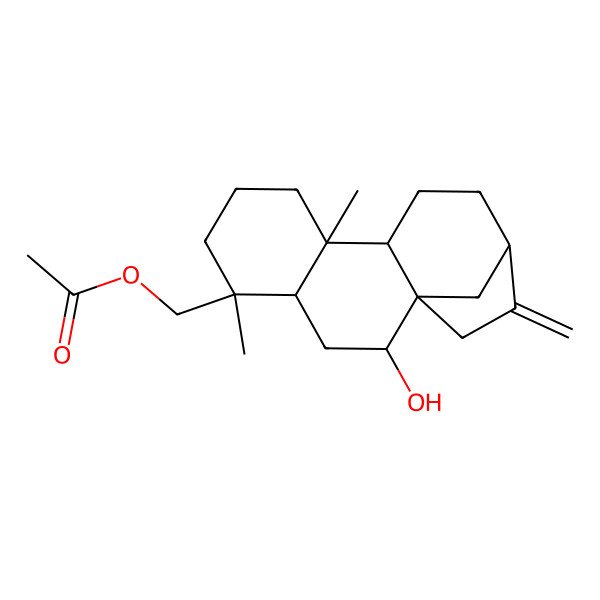 2D Structure of (2-Hydroxy-5,9-dimethyl-14-methylidene-5-tetracyclo[11.2.1.01,10.04,9]hexadecanyl)methyl acetate