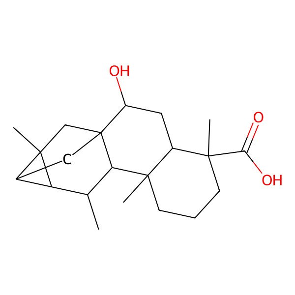 2D Structure of 2-Hydroxy-5,9,11,13-tetramethylpentacyclo[11.2.1.01,10.04,9.012,14]hexadecane-5-carboxylic acid