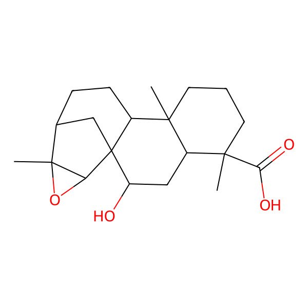 2D Structure of 2-Hydroxy-5,9,14-trimethyl-15-oxapentacyclo[11.3.1.01,10.04,9.014,16]heptadecane-5-carboxylic acid