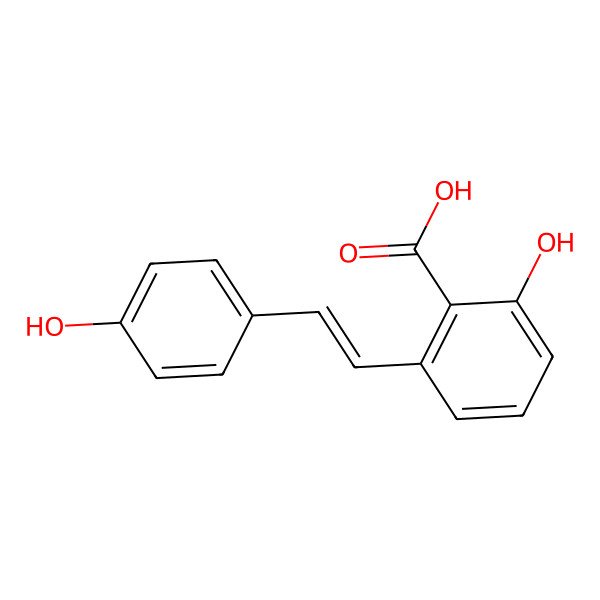 2D Structure of 2-Hydroxy-6-[2-(4-hydroxyphenyl)ethenyl]benzoic acid