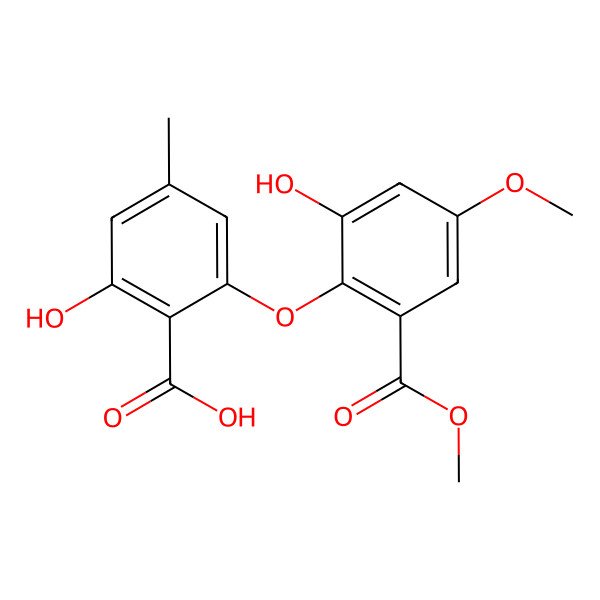 2D Structure of 2-Hydroxy-6-(2-hydroxy-4-methoxy-6-methoxycarbonylphenoxy)-4-methylbenzoic acid