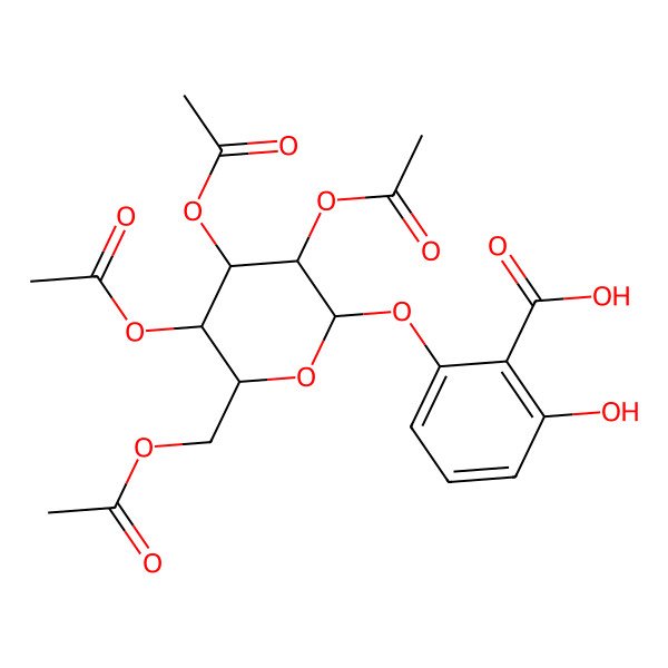 2D Structure of 2-Hydroxy-6-[3,4,5-triacetyloxy-6-(acetyloxymethyl)oxan-2-yl]oxybenzoic acid