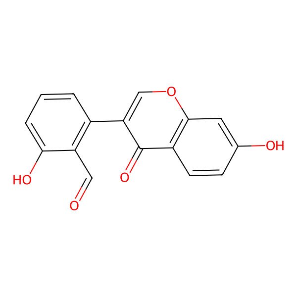 2D Structure of 2-Hydroxy-6-(7-hydroxy-4-oxochromen-3-yl)benzaldehyde
