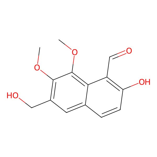 2D Structure of 2-Hydroxy-6-(hydroxymethyl)-7,8-dimethoxynaphthalene-1-carbaldehyde