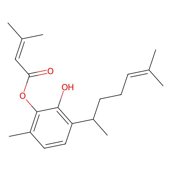 2D Structure of [2-hydroxy-6-methyl-3-[(2S)-6-methylhept-5-en-2-yl]phenyl] 3-methylbut-2-enoate