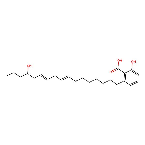 2D Structure of 2-hydroxy-6-((R,8Z,11Z)-14-hydroxyheptadeca-8,11-dien-1-yl)benzoic acid