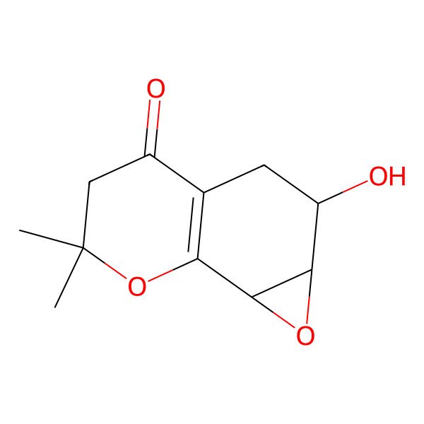 2D Structure of 2-hydroxy-6,6-dimethyl-2,3,5,7b-tetrahydro-1aH-oxireno[2,3-h]chromen-4-one