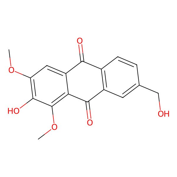 2D Structure of 2-Hydroxy-7-(hydroxymethyl)-1,3-dimethoxyanthracene-9,10-dione