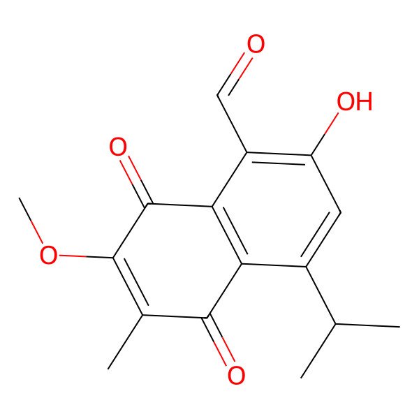 2D Structure of 2-Hydroxy-7-methoxy-6-methyl-5,8-dioxo-4-propan-2-ylnaphthalene-1-carbaldehyde