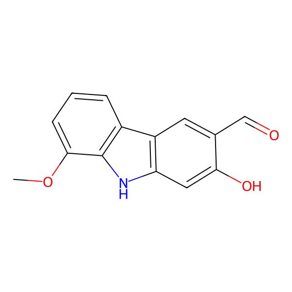 2D Structure of 2-hydroxy-8-methoxy-9H-carbazole-3-carbaldehyde