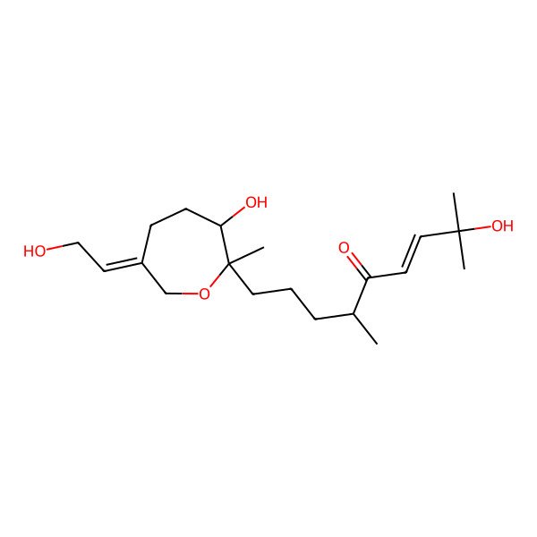 2D Structure of 2-Hydroxy-9-[3-hydroxy-6-(2-hydroxyethylidene)-2-methyloxepan-2-yl]-2,6-dimethylnon-3-en-5-one