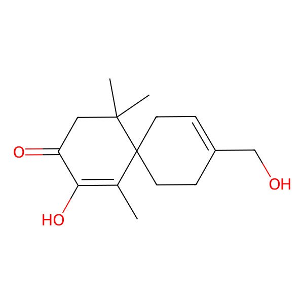 2D Structure of 2-Hydroxy-9-(hydroxymethyl)-1,5,5-trimethylspiro[5.5]undeca-1,9-dien-3-one