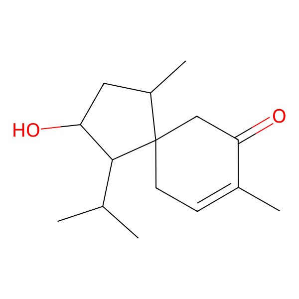 2D Structure of (1S,2R,4S,5S)-2-hydroxy-4,8-dimethyl-1-(propan-2-yl)spiro[4.5]dec-8-en-7-one