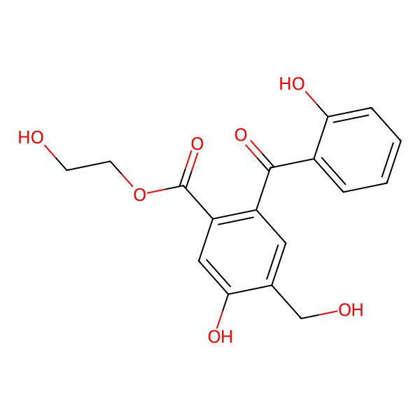 2D Structure of 2-Hydroxyethyl 5-hydroxy-2-(2-hydroxybenzoyl)-4-(hydroxymethyl)benzoate 2D Structure of 2-Hydroxyethyl 5-hydroxy-2-(2-hydroxybenzoyl)-4-(hydroxymethyl)benzoate