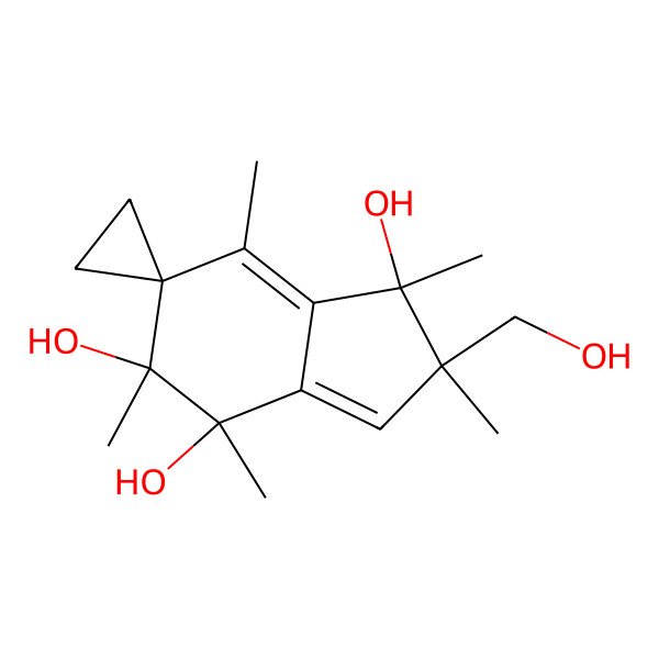 2D Structure of 2'-(Hydroxymethyl)-1',2',4',5',7'-pentamethylspiro[cyclopropane-1,6'-indene]-1',4',5'-triol