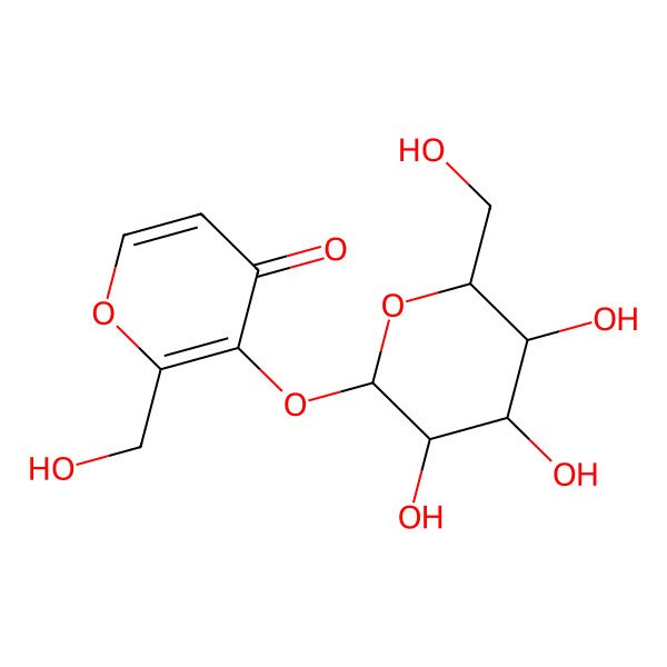 2D Structure of 2-(hydroxymethyl)-3-[(2S,3R,4S,5S,6R)-3,4,5-trihydroxy-6-(hydroxymethyl)oxan-2-yl]oxypyran-4-one