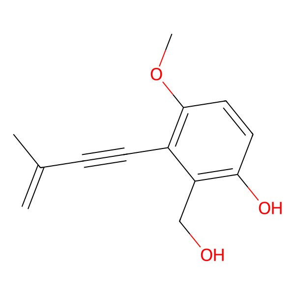 2D Structure of 2-(Hydroxymethyl)-4-methoxy-3-(3-methylbut-3-en-1-ynyl)phenol