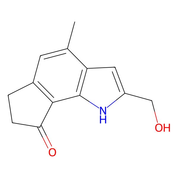 2D Structure of 2-(hydroxymethyl)-4-methyl-6,7-dihydro-1H-cyclopenta[g]indol-8-one